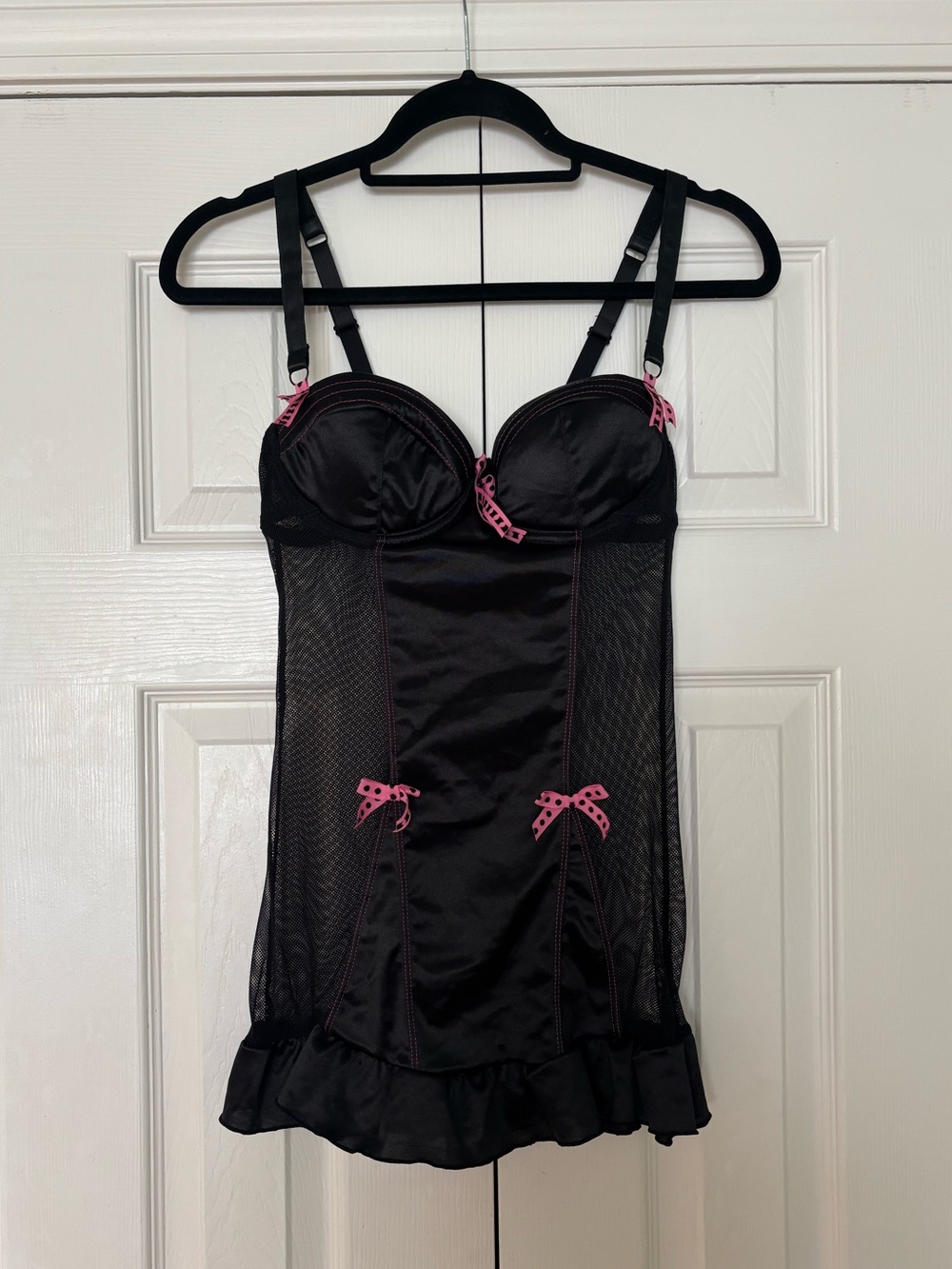 Rampage Intimates Y2K Black and Pink Lace Corset Top